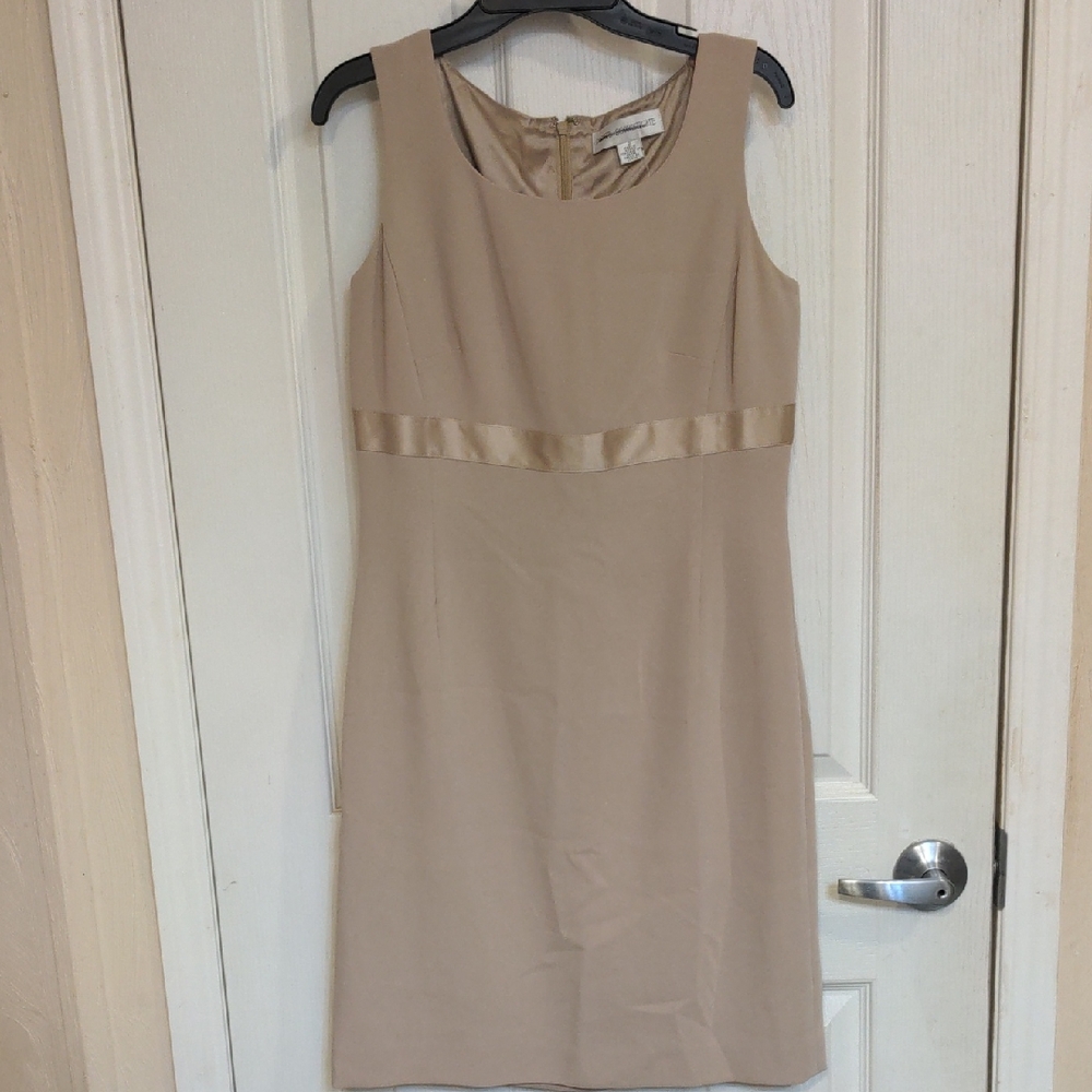 Petite Sophisticate Beige Midi Dress